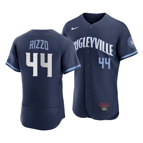 Men's Chicago Cubs #44 Anthony Rizzo 2021 Navy City Connect Stitched Jersey